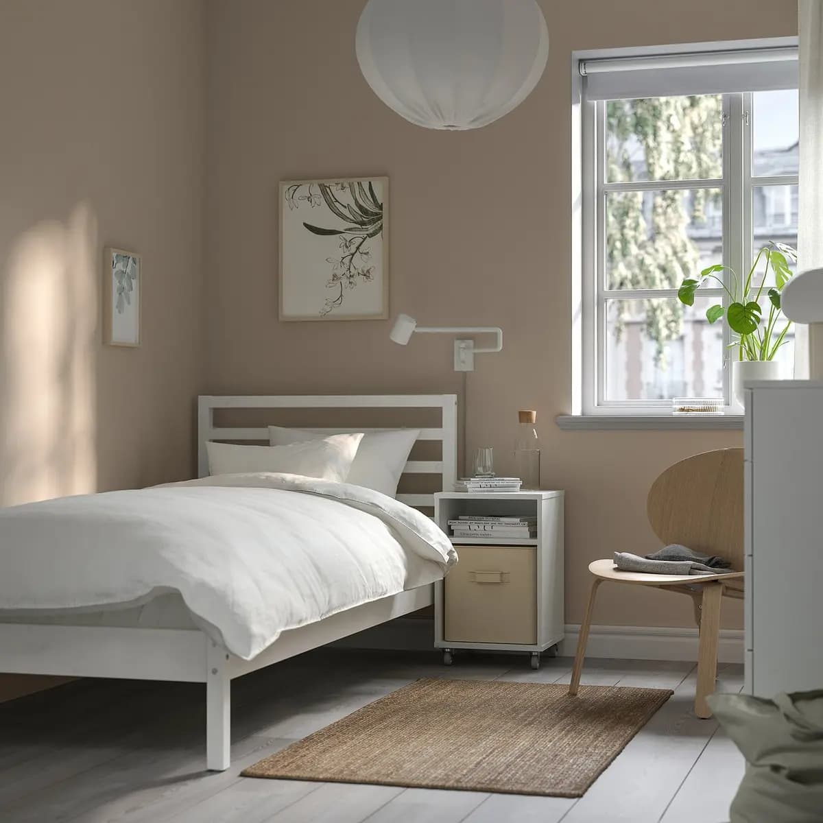 IKEA TARVA Bed frame, white stained [Width 41 3/8 ", Length 78 3/8 ", Footboard height 12 5/8 "]