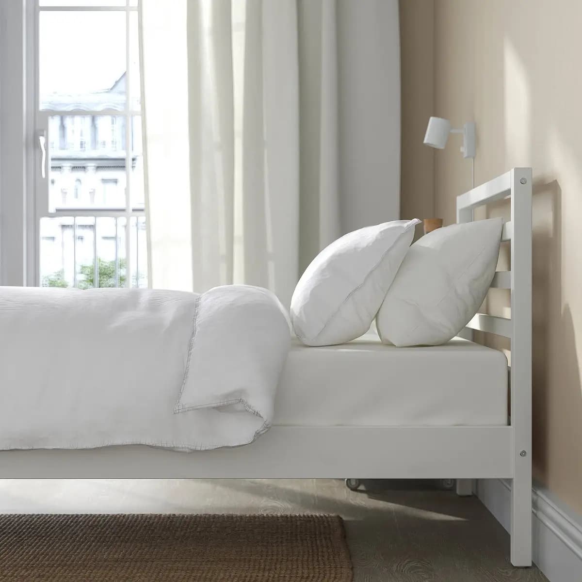 IKEA TARVA Bed frame, white stained [Width 41 3/8 ", Length 78 3/8 ", Footboard height 12 5/8 "]