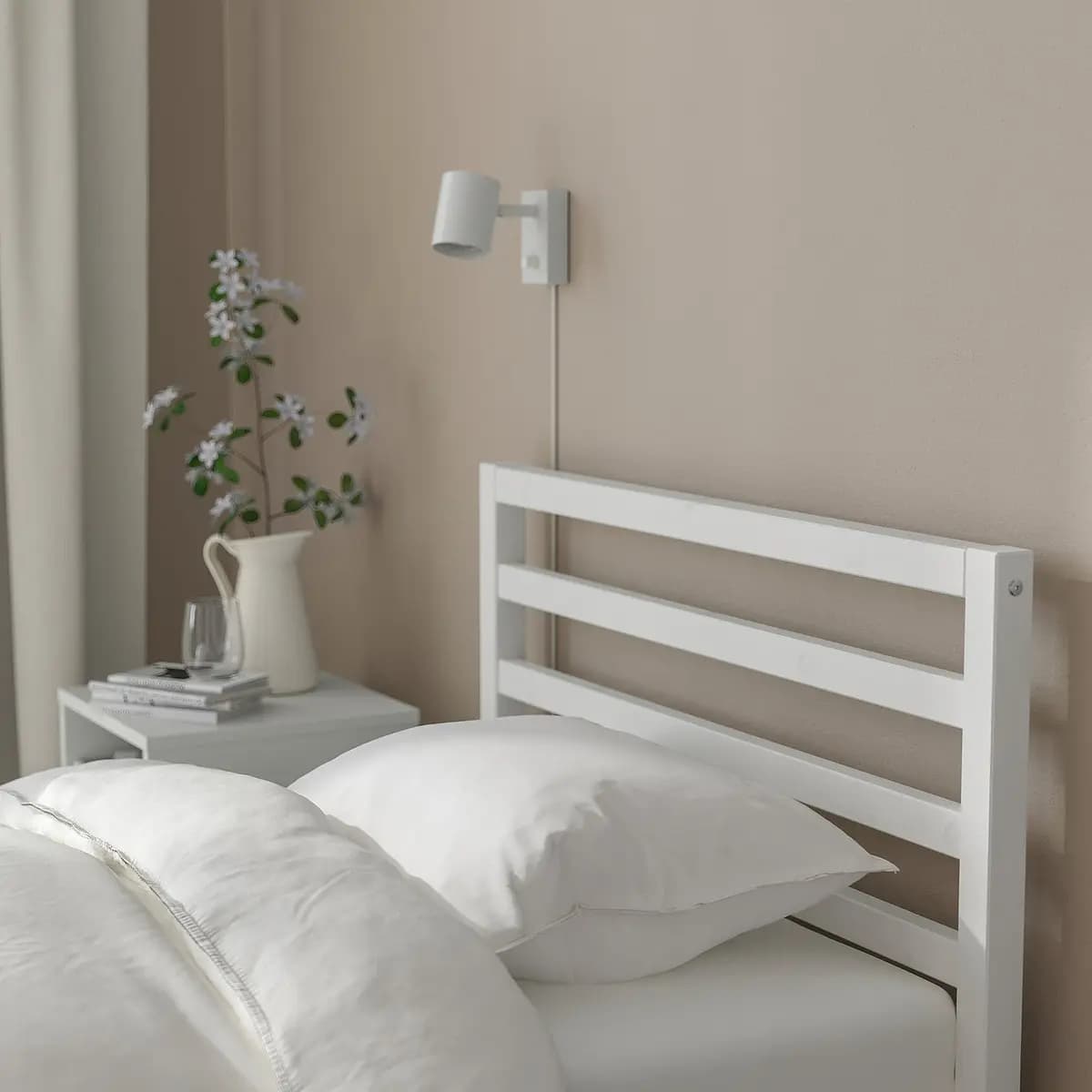 IKEA TARVA Bed frame, white stained [Width 41 3/8 ", Length 78 3/8 ", Footboard height 12 5/8 "]