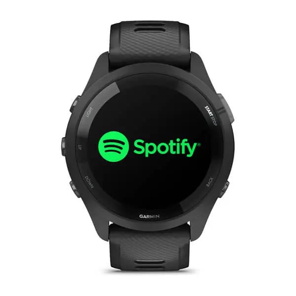 Garmin Forerunner 265 Black Bezel and Case with Black/Powder Gray Silicone Band [AMOLED (optional always-on mode), 5 ATM, 1.1" (28.1 mm) diameter]
