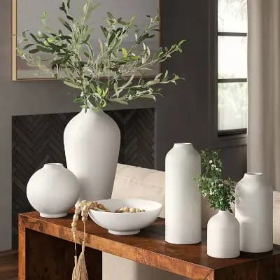 Threshold Modern Textured Ceramic Bud Vase White - Thresholdâ„¢ [Ceramic, 1.17 Pounds, 5.62 Inches (H) x 4 Inches (W)]