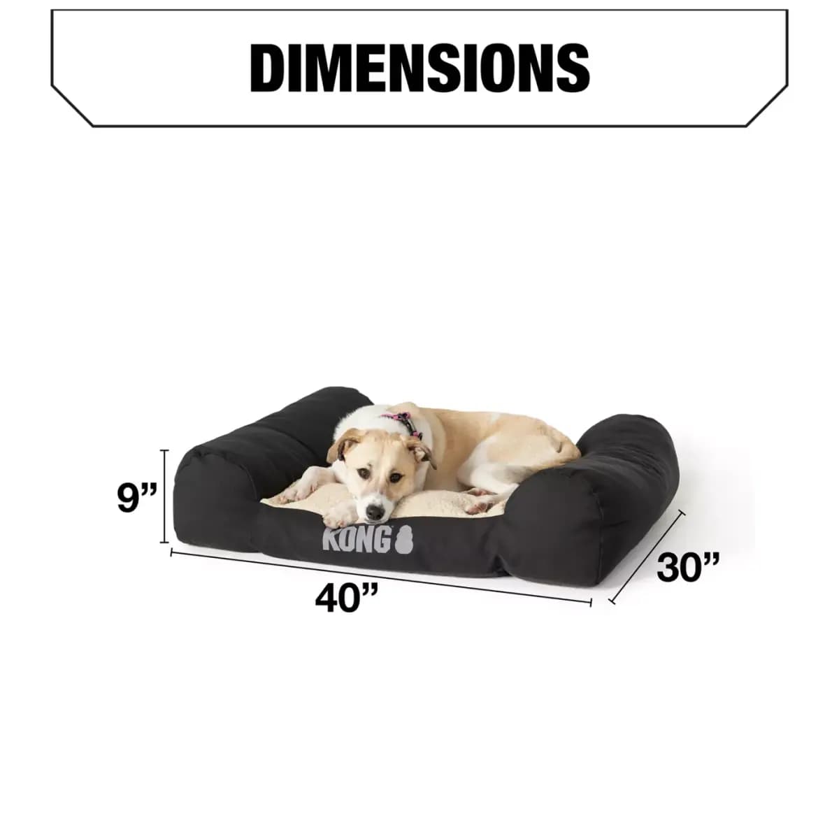 KONG® Durable Lounger Large Dog Bed, Water-Resistant, Grey & Black, 30L x 40W [Brand KONG®, Includes 1 Bed, Intended For Dogs, Color Grey]