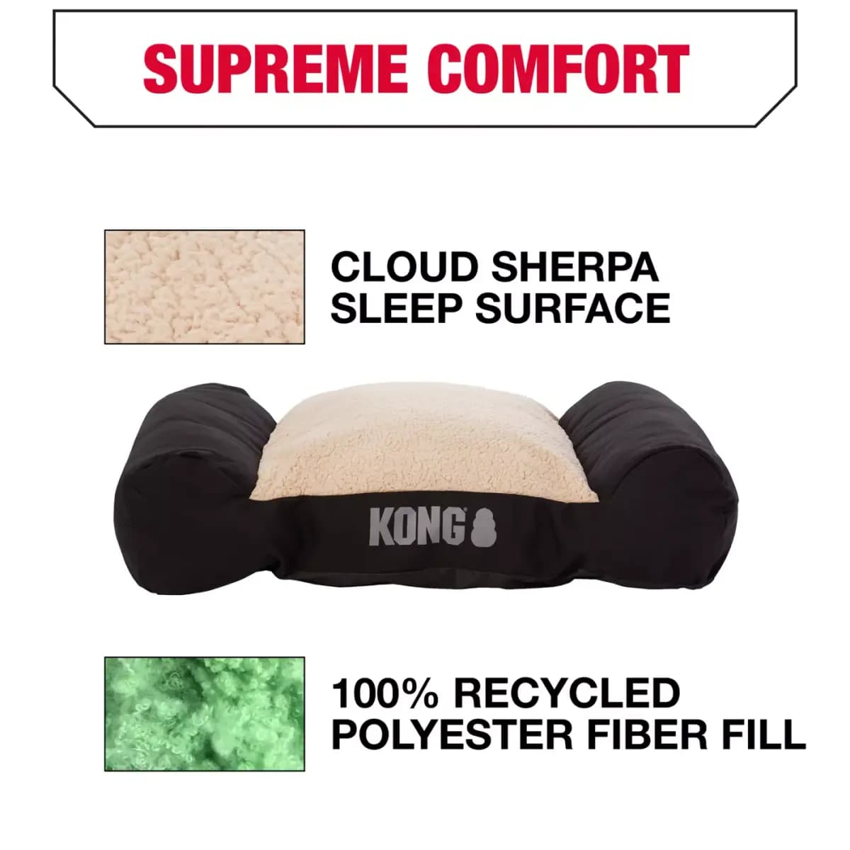 KONG® Durable Lounger Large Dog Bed, Water-Resistant, Grey & Black, 30L x 40W [Brand KONG®, Includes 1 Bed, Intended For Dogs, Color Grey]