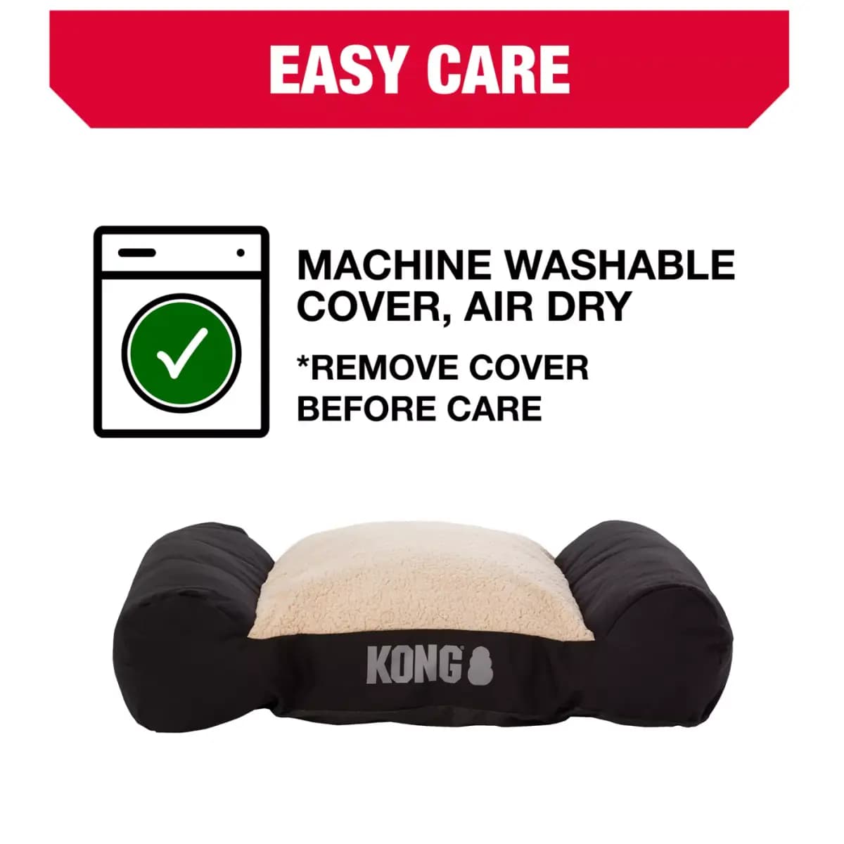 KONG® Durable Lounger Large Dog Bed, Water-Resistant, Grey & Black, 30L x 40W [Brand KONG®, Includes 1 Bed, Intended For Dogs, Color Grey]