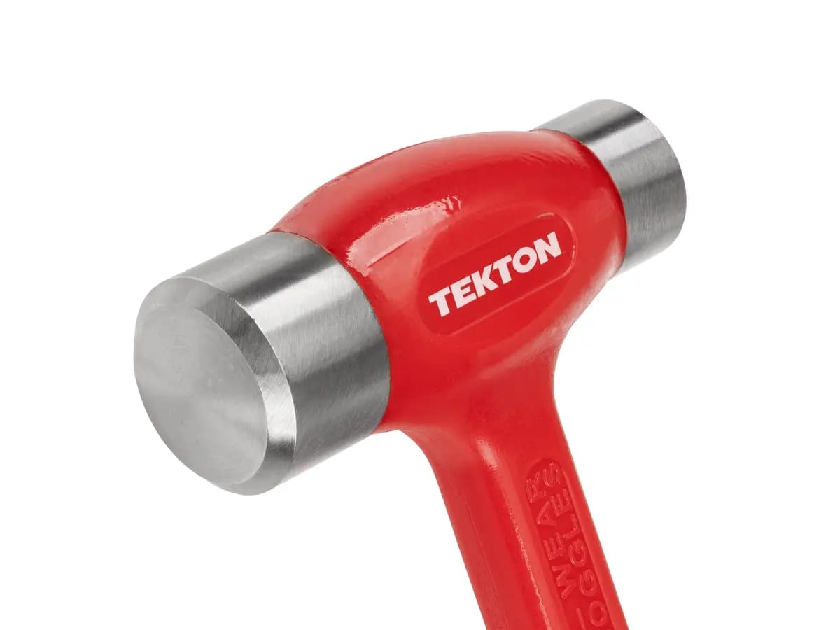 TEKTON 43 oz. Short Handle Flat Steel Face Dead Blow Hammer [A. Length (in.) 10.5, B. Width (in.) 4.8, C. Height (in.) 1.8]