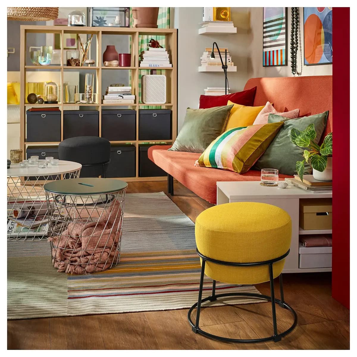 IKEA EMMISLÖV Pouf, Skiftebo yellow [Height 16 7/8 ", Diameter 16 1/2 "]
