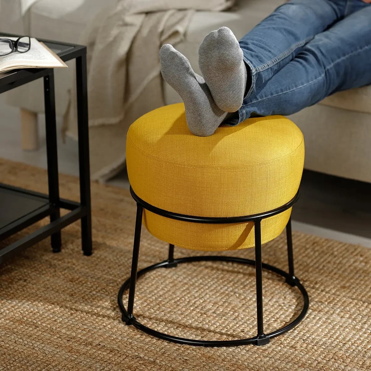 IKEA EMMISLÖV Pouf, Skiftebo yellow [Height 16 7/8 ", Diameter 16 1/2 "]