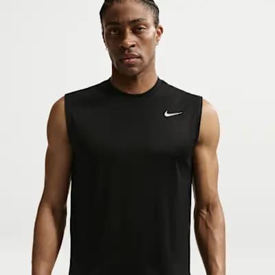 Nike Men's Dri-FIT Sleeveless Training Top Black/Matte Silver [Black/Matte Silver, 100% polyester, Machine wash]