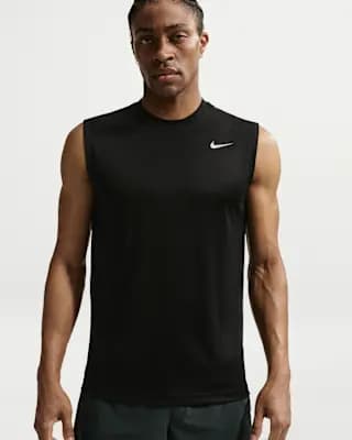 Nike Men's Dri-FIT Sleeveless Training Top Black/Matte Silver [Black/Matte Silver, 100% polyester, Machine wash]