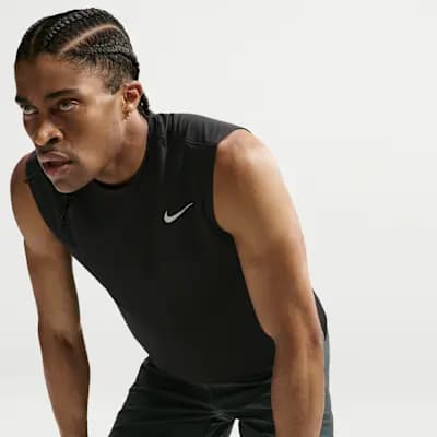 Nike Men's Dri-FIT Sleeveless Training Top Black/Matte Silver [Black/Matte Silver, 100% polyester, Machine wash]