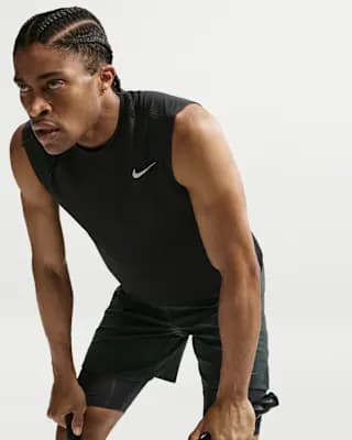 Nike Men's Dri-FIT Sleeveless Training Top Black/Matte Silver [Black/Matte Silver, 100% polyester, Machine wash]