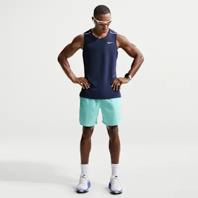 Nike Miler Men's Dri-FIT Running Tank Top Midnight Navy [Midnight Navy, Reflective details, Side vents at hem]