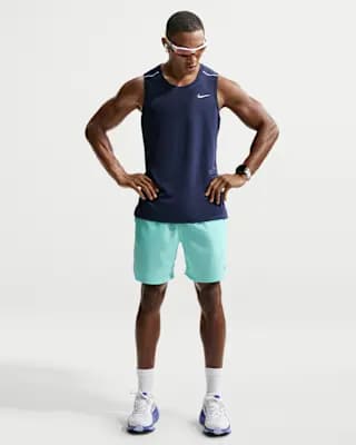 Nike Miler Men's Dri-FIT Running Tank Top Midnight Navy [Midnight Navy, Reflective details, Side vents at hem]
