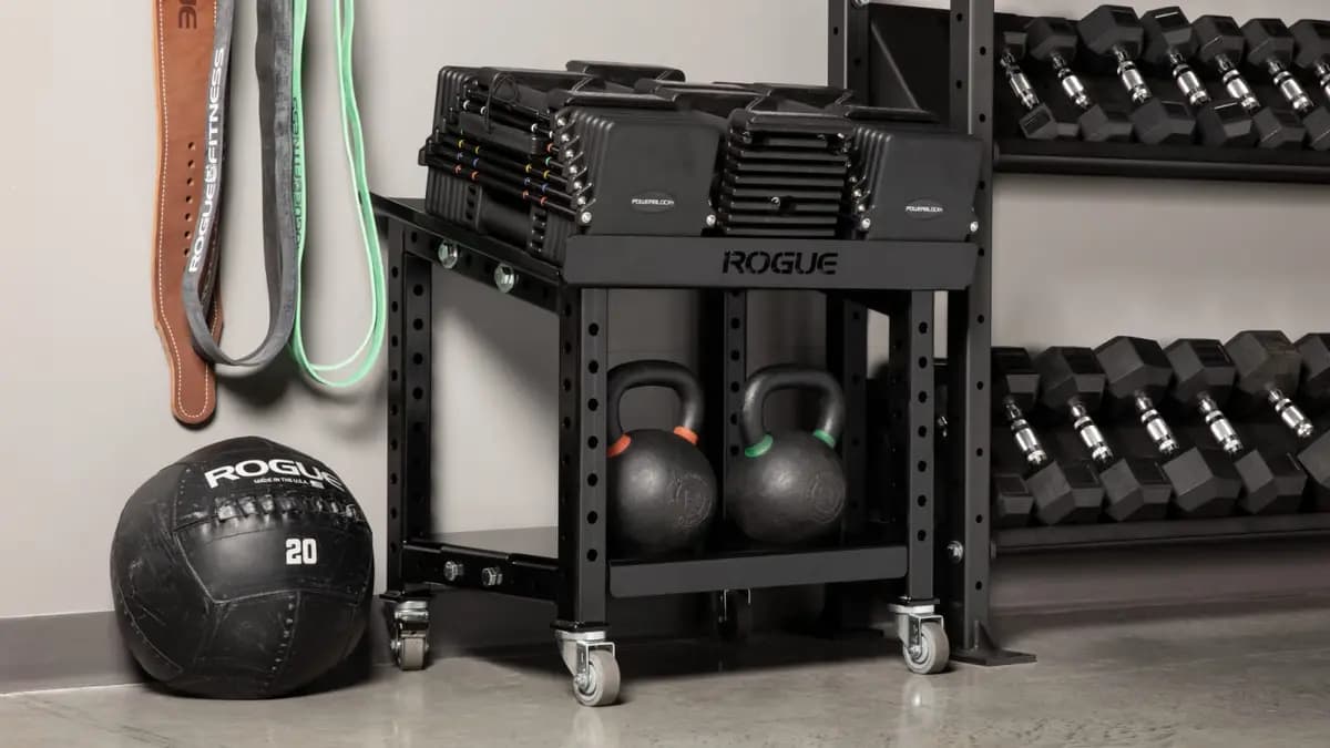 Rogue Fitness Rogue PowerBlock Cart [Black, Yes, 21.75" (top shelf inside depth)]