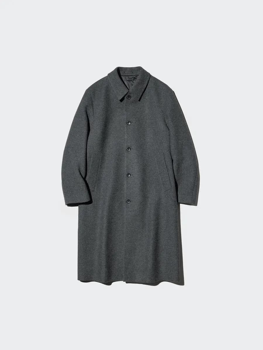 Uniqlo Balmacaan Coat Gray [Imported, Do not wash, Dry clean, Roomy, regular fit.]