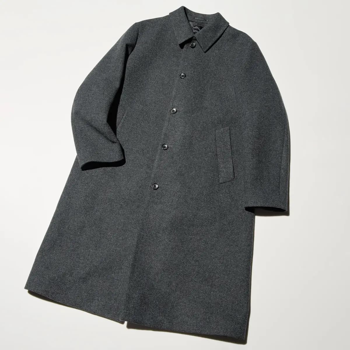 Uniqlo Balmacaan Coat Gray [Imported, Do not wash, Dry clean, Roomy, regular fit.]