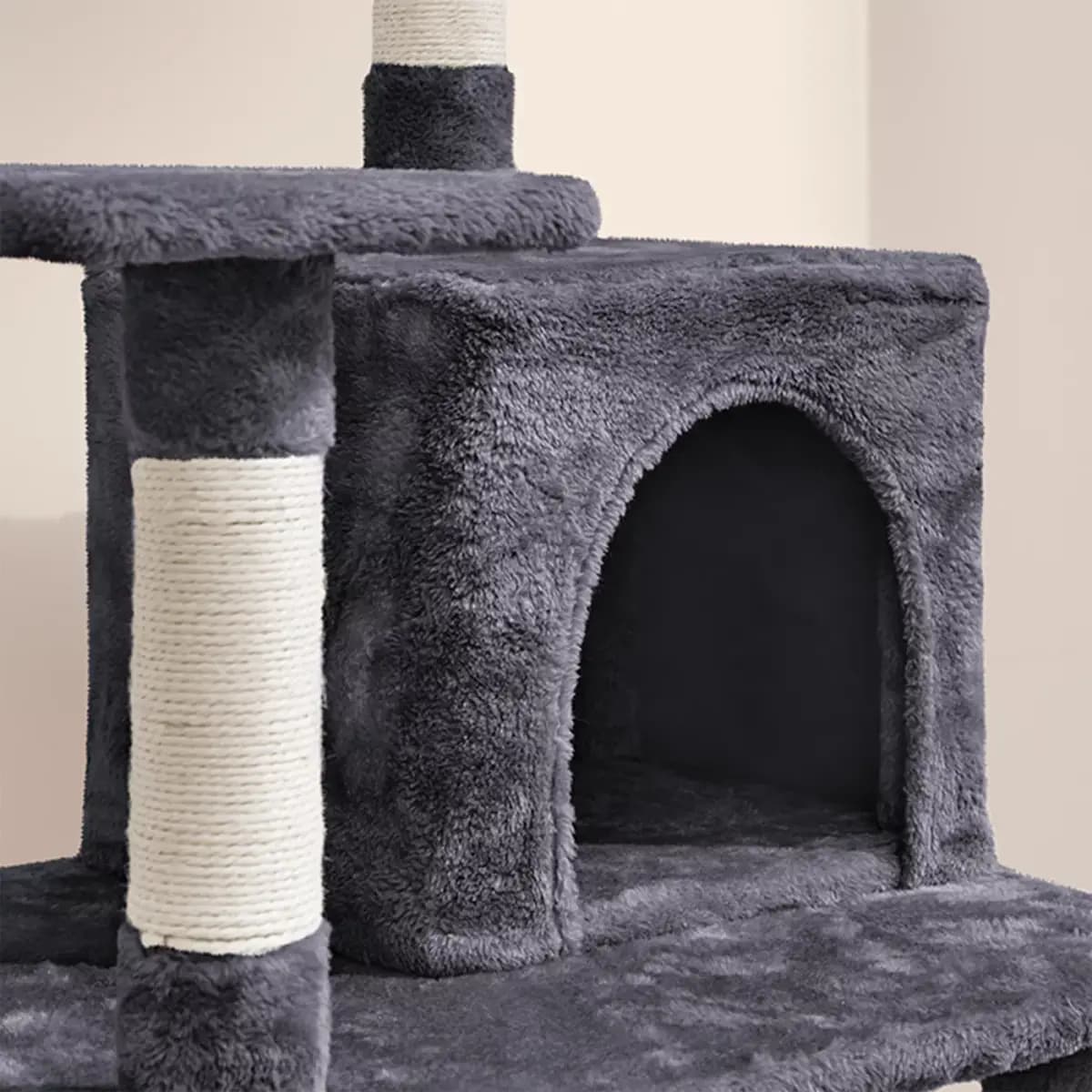 Yaheetech 54-in Multi-Level Cat Tree with Condo, Hammock and Scratching Board [Description and Overview Every cat deserves a cozy space to climb, Features Engaging Multilevel Layou