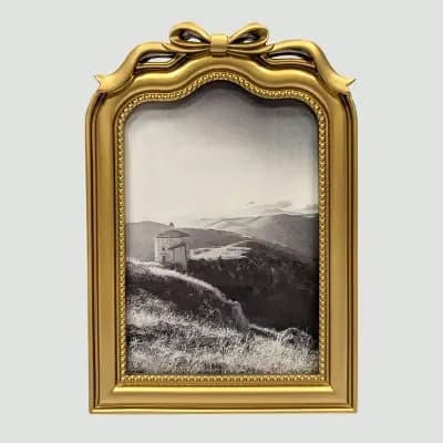 Harbortown 4"x6" Decorative Arched Bow Table Picture Frame Gold [Resin (Frame), Gold, .88 Pounds]