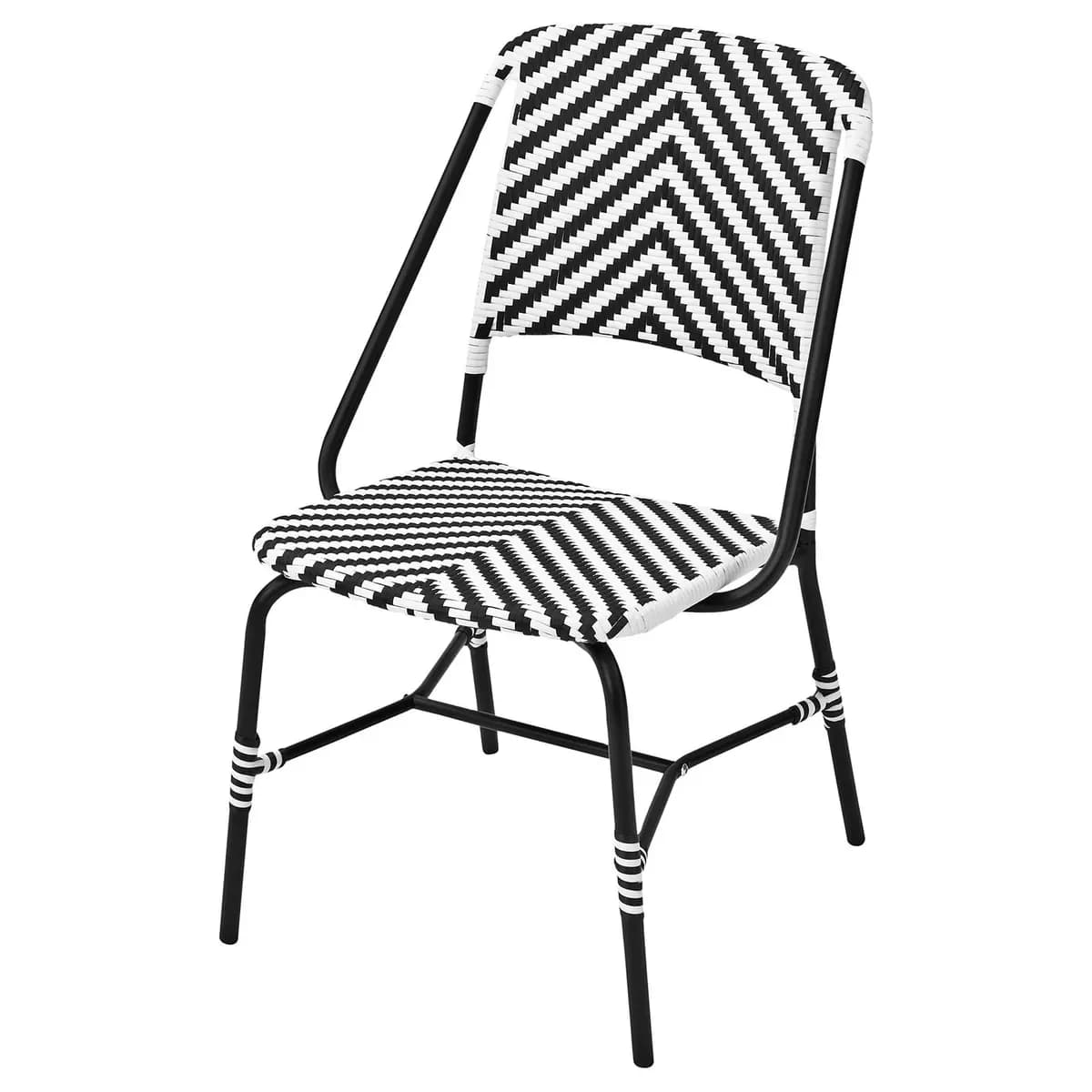 IKEA VASSHOLMEN Chair, in/outdoor, black/white [Width 22 7/8 ", Depth 23 5/8 ", Height 36 1/4 "]