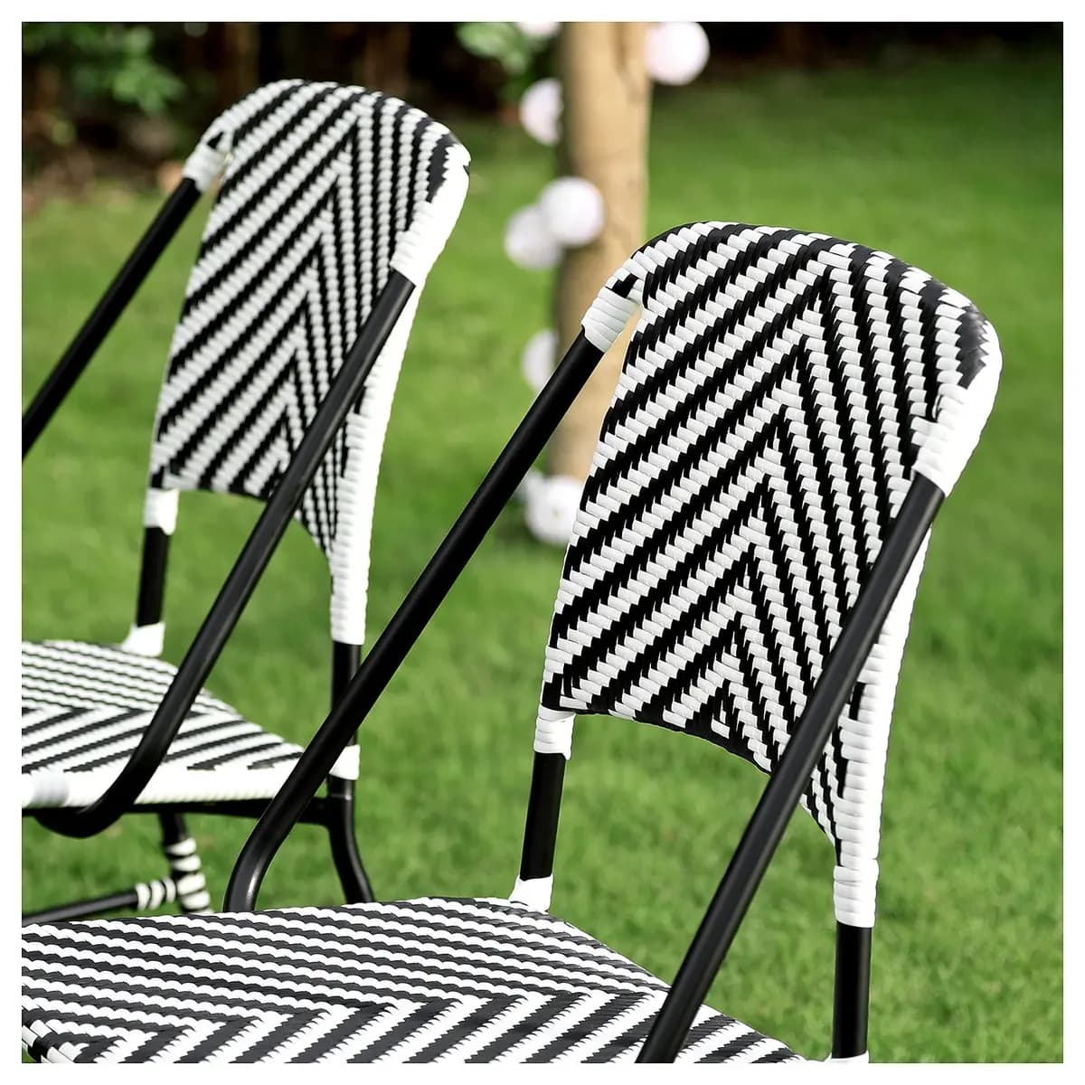 IKEA VASSHOLMEN Chair, in/outdoor, black/white [Width 22 7/8 ", Depth 23 5/8 ", Height 36 1/4 "]
