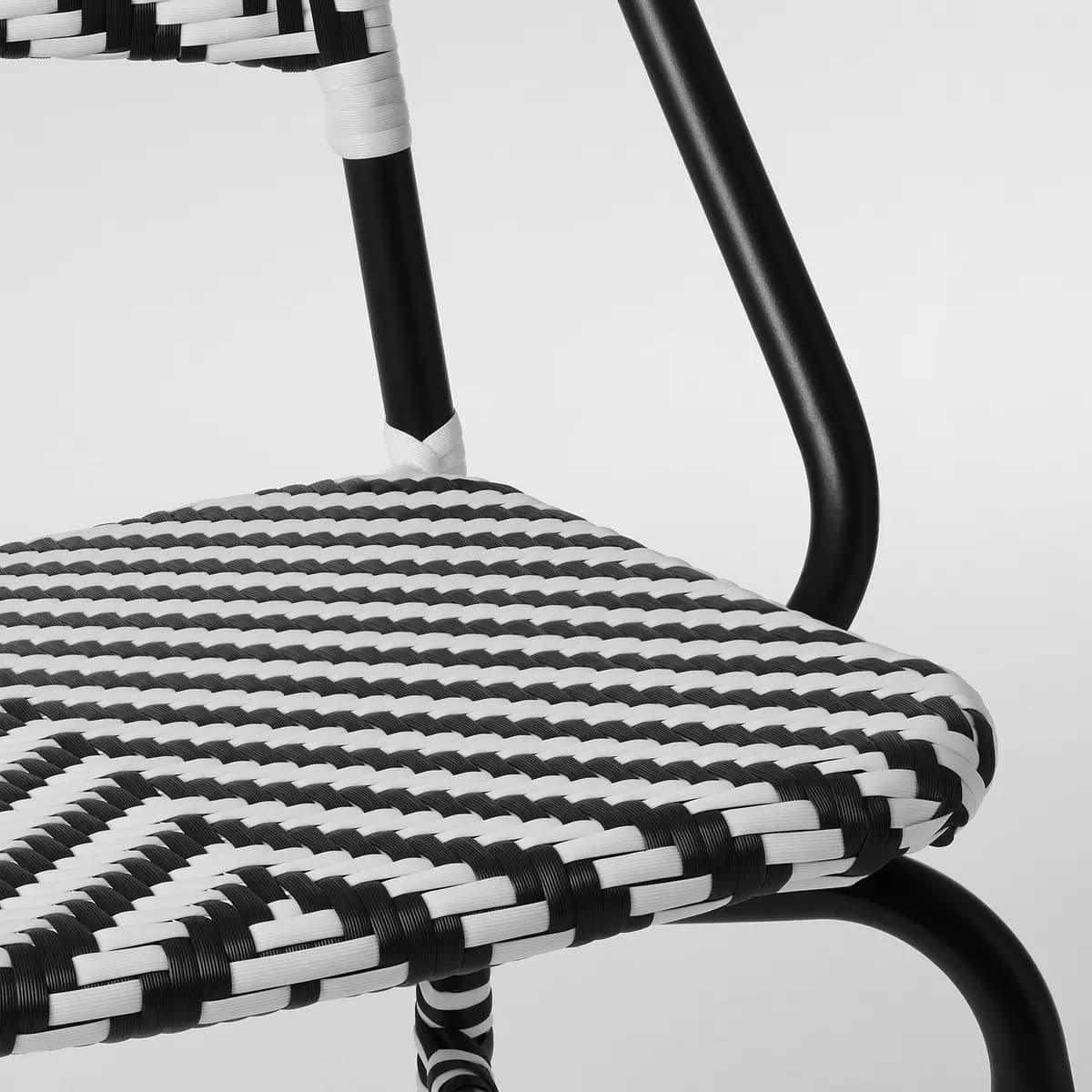 IKEA VASSHOLMEN Chair, in/outdoor, black/white [Width 22 7/8 ", Depth 23 5/8 ", Height 36 1/4 "]