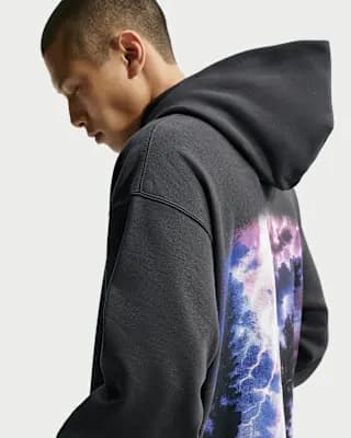 Nike Solo Swoosh Men's Pullover Hoodie Off Noir [84% cotton/16% polyester, Machine wash, XS-4XL]