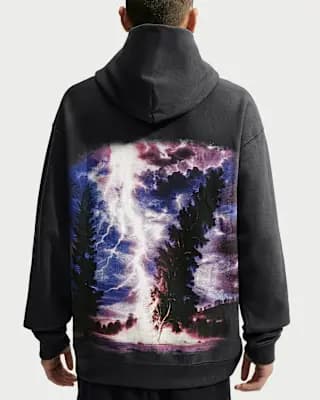 Nike Solo Swoosh Men's Pullover Hoodie Off Noir [84% cotton/16% polyester, Machine wash, XS-4XL]