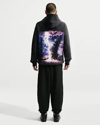 Nike Solo Swoosh Men's Pullover Hoodie Off Noir [84% cotton/16% polyester, Machine wash, XS-4XL]