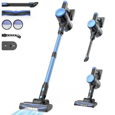 DEVOAC N8 Cordless Stick Vacuum Cleaner,Lightweight Self-standing Vacuum for Home Pet Hair Carpet Hardwood Floor Blue [6.39 pounds, .5 gallon, Converts to Stick Vac, Cordless]