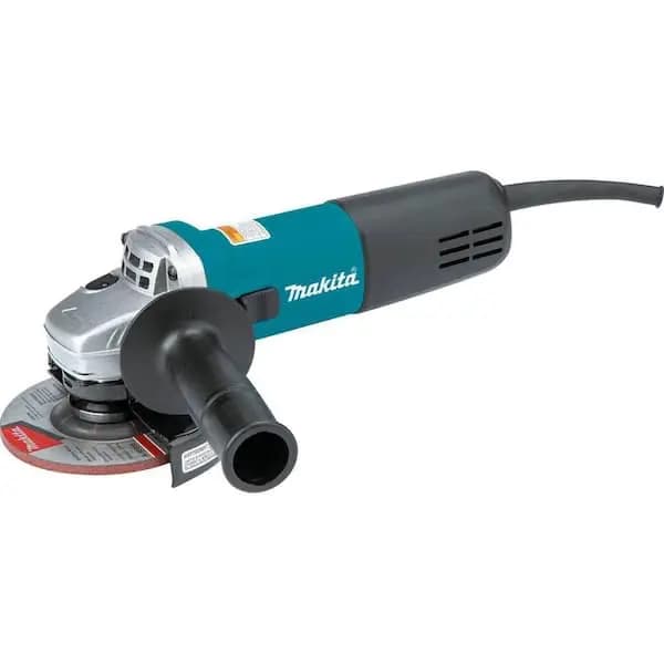 Makita 7.5 Amp Corded 4-1/2 in. Easy Wheel Change Compact Angle Grinder with Grinding Wheel, Wheel Guard and Side Handle, 9557NB [Amperage (A): 7.5 A, Arbor Size: 5/8 in-11, Color 