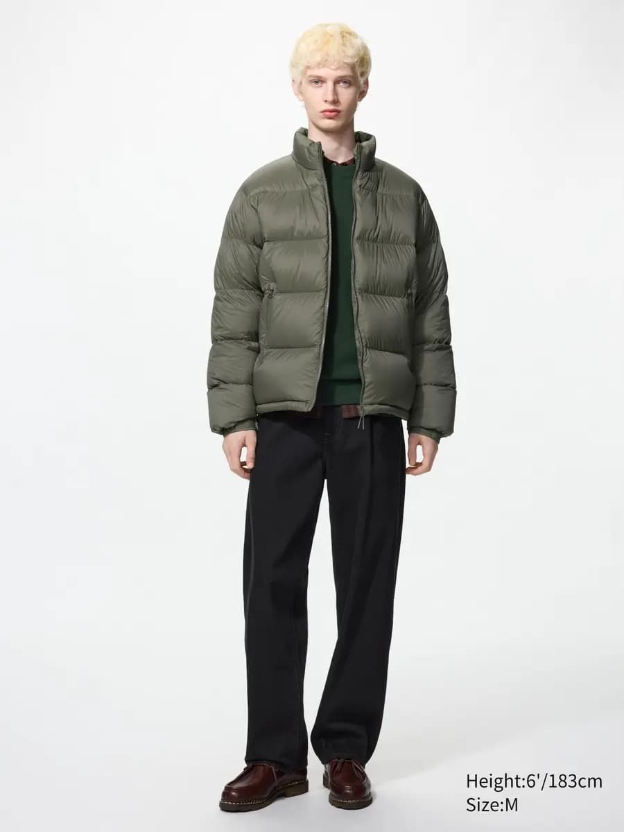 Uniqlo Light Down Volume Jacket Black [Imported, Hand wash cold, Do not dry clean, Voluminous stand collar design.]