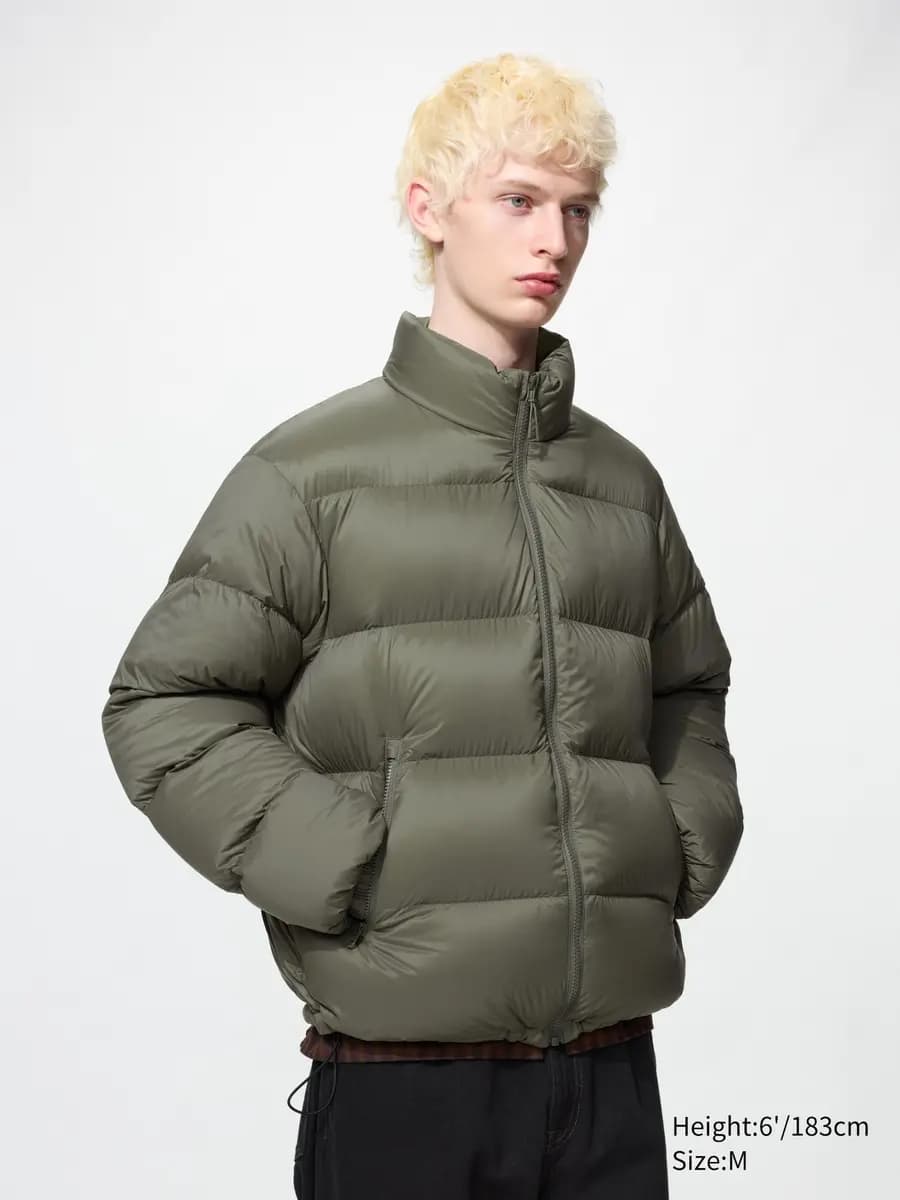 Uniqlo Light Down Volume Jacket Black [Imported, Hand wash cold, Do not dry clean, Voluminous stand collar design.]