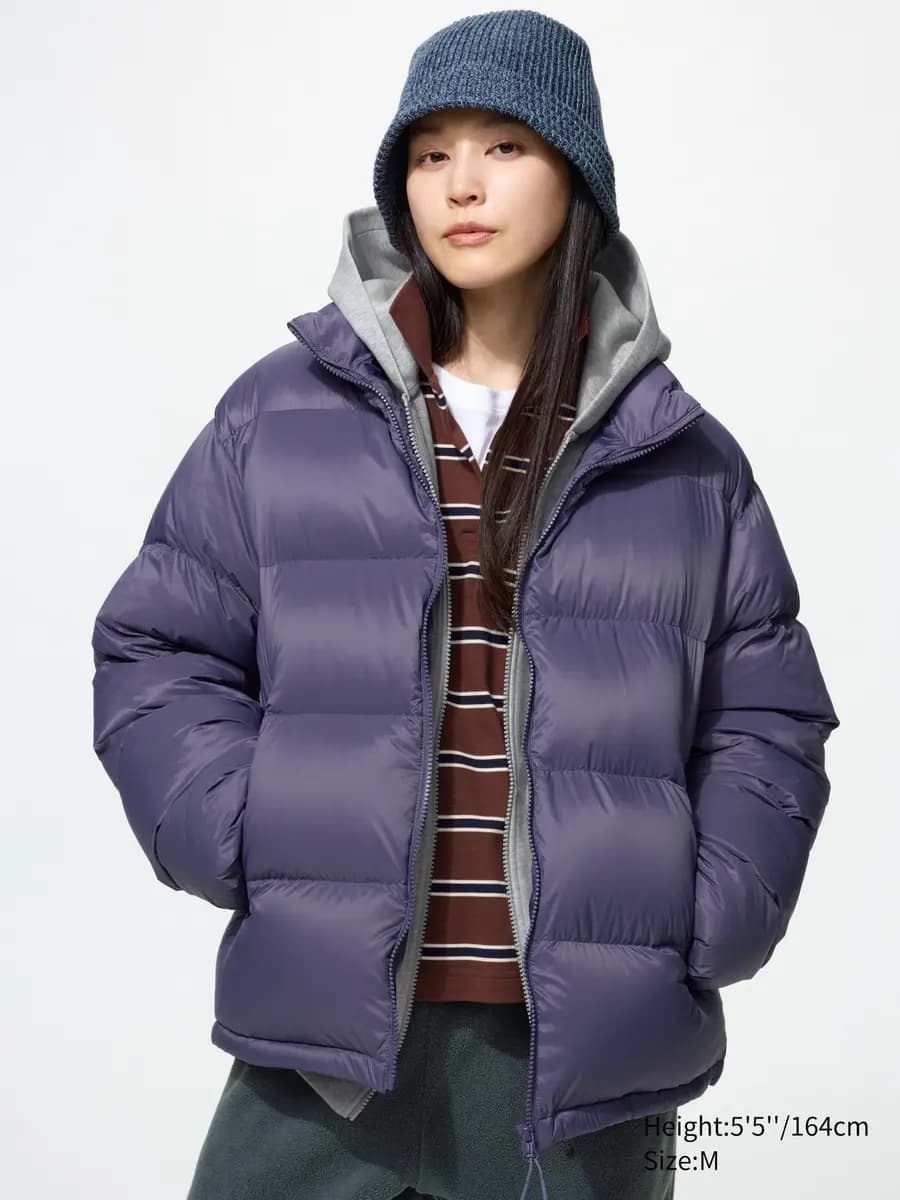 Uniqlo Light Down Volume Jacket Black [Imported, Hand wash cold, Do not dry clean, Voluminous stand collar design.]