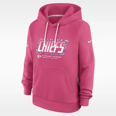 Kansas City Chiefs Crucial Catch Standard Issue Women's Nike Dri-FIT NFL Pullover Hoodie Pink [Pink, Hood with drawstring, Front pocket]