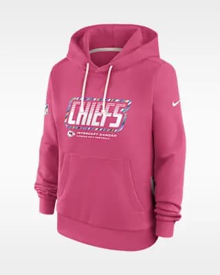 Kansas City Chiefs Crucial Catch Standard Issue Women's Nike Dri-FIT NFL Pullover Hoodie Pink [Pink, Hood with drawstring, Front pocket]