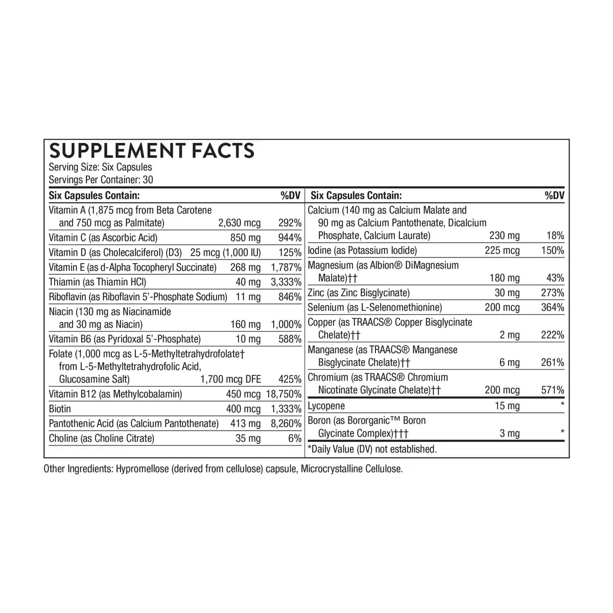 Thorne Men's Multi 50+ [6 Capsule(s), 180, 1875mcg]