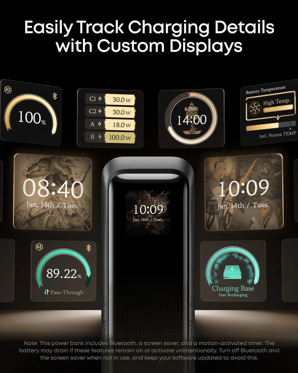 Anker Prime Power Bank (20K, 220W) Black Myth: Wukong Edition [20,100mAh, 220W Max, 1.73 × 1.99 × 5.79 in (44 × 50 × 147 mm)]
