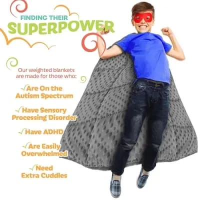 Kidaddle XL Weighted Blanket for Kids 5 lb Grey 36 x 48 Inch Plush Minky Kids Blanket with Travel Bag for Ages 4 to 10 [5 pounds, 100% Linen, 100% Glass Beads]