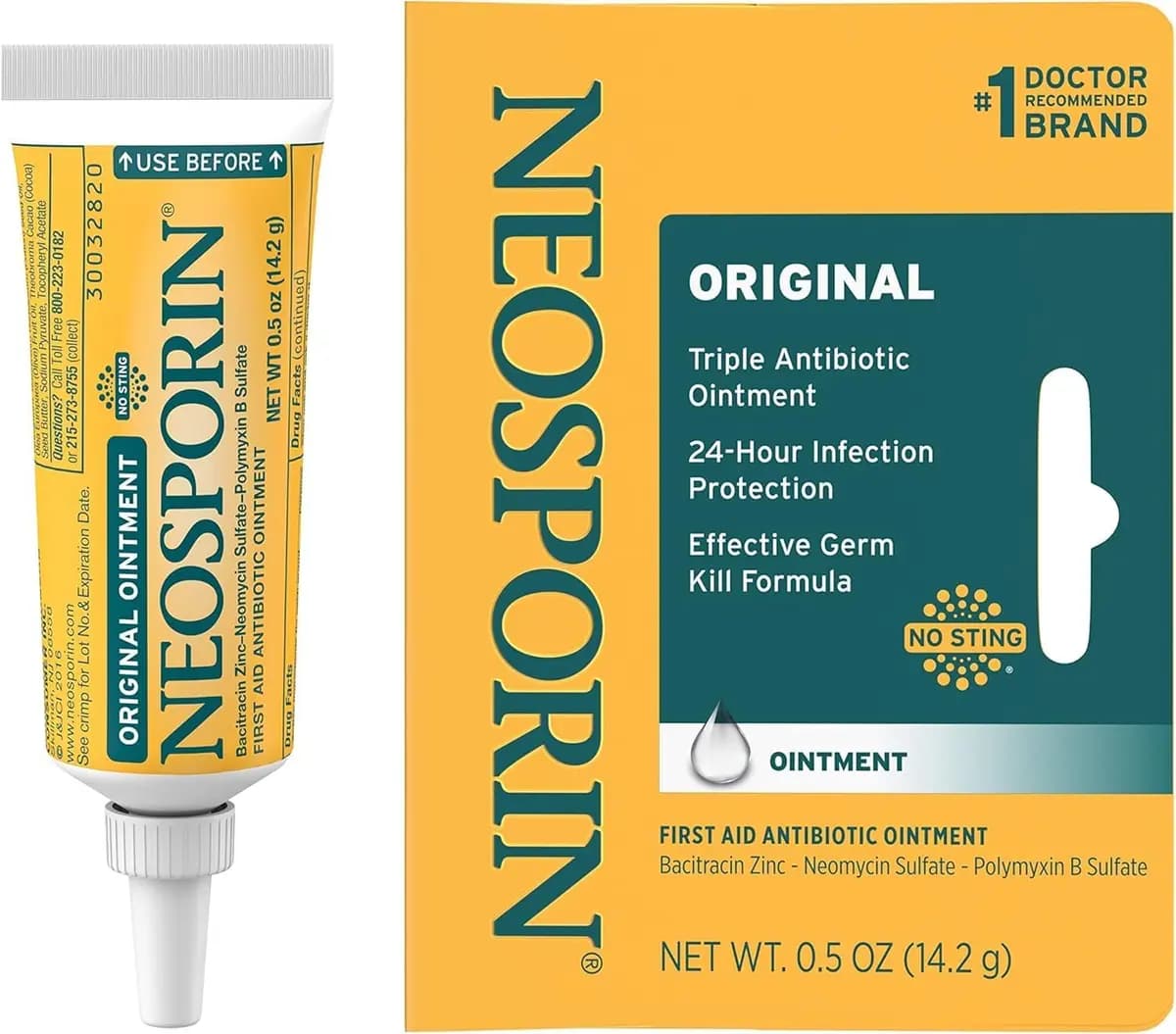 Neosporin Original First Aid Antibiotic Ointment with Bacitracin Zinc for Infection Protection, Wound Care Treatment & Scar Appearance Minimizer for Minor Cuts, Scrapes and Burns,.