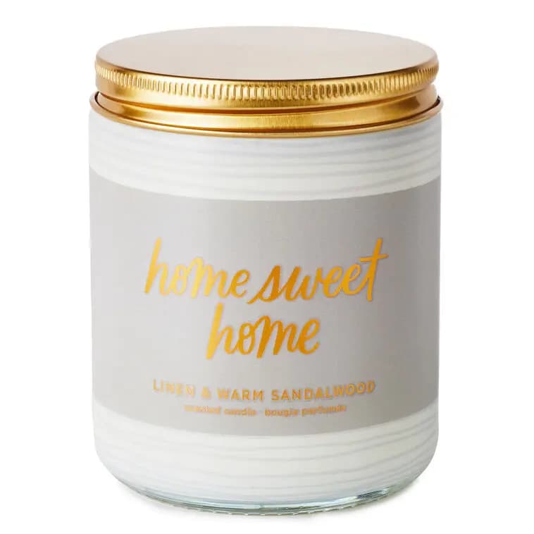 Home Sweet Home Scented Single-Wick Jar Candle, 7 oz. [Dimensions 7 oz.; 2.62'' W x 3.62'' H x 2.62'' D, Count 1, Format Candle, Scent Linen and warm sandalwood]