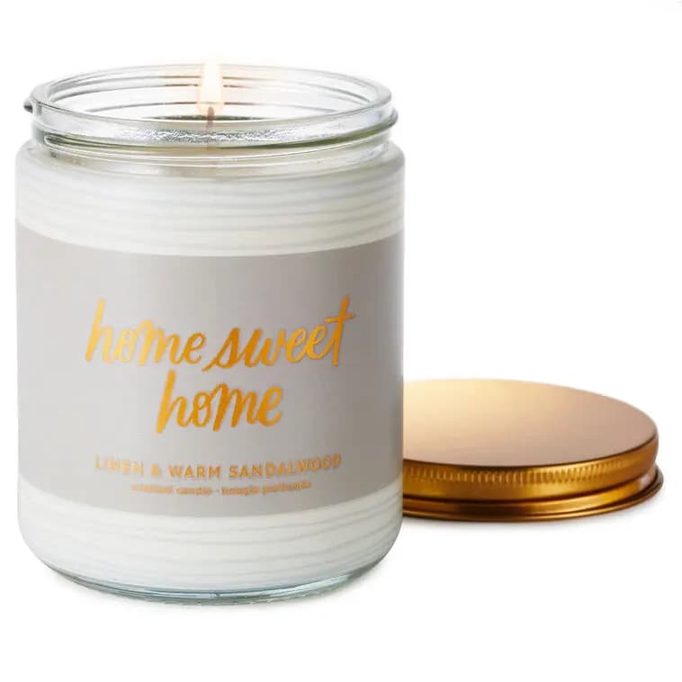 Home Sweet Home Scented Single-Wick Jar Candle, 7 oz. [Dimensions 7 oz.; 2.62'' W x 3.62'' H x 2.62'' D, Count 1, Format Candle, Scent Linen and warm sandalwood]