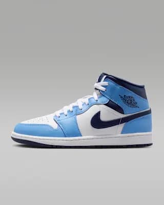 Air Jordan 1 Mid Men's Shoes University Blue/White/Sail/Midnight Navy [University Blue/White/Sail/Midnight Navy, M 4 / W 5.5, M 5.5 / W 7, M 6 / W 7.5, M 6.5 / W 8, M 7 / W, Leathe