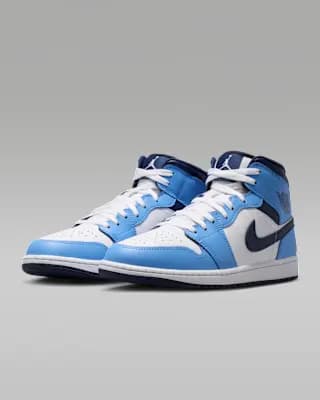 Air Jordan 1 Mid Men's Shoes University Blue/White/Sail/Midnight Navy [University Blue/White/Sail/Midnight Navy, M 4 / W 5.5, M 5.5 / W 7, M 6 / W 7.5, M 6.5 / W 8, M 7 / W, Leathe