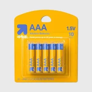 AAA Batteries - 10pk Alkaline Battery - up&up™: 1.5V Single-Use, Household Use [Weight .26 Pounds, Volts 1.5 Volts, Package Quantity 10, Rechargeable Single-Use]