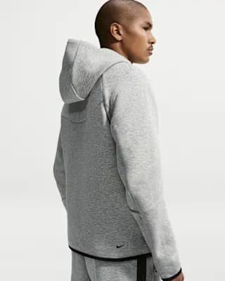 Nike Tech Men's Fleece Windrunner Full-Zip Jacket Dark Grey Heather/Black [Body: 53% cotton/47% polyester. Pocket bag knuckle side: 100% cotton, Machine wash, XS-4XL Tall]