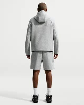 Nike Tech Men's Fleece Windrunner Full-Zip Jacket Dark Grey Heather/Black [Body: 53% cotton/47% polyester. Pocket bag knuckle side: 100% cotton, Machine wash, XS-4XL Tall]
