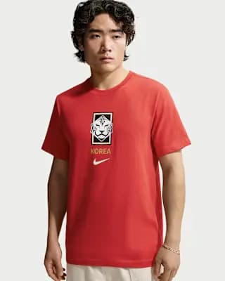 Korea Men's Nike Soccer T-Shirt Global Red [100% cotton, Machine wash, S-XXL]