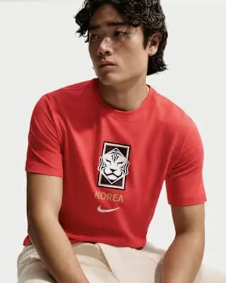Korea Men's Nike Soccer T-Shirt Global Red [100% cotton, Machine wash, S-XXL]