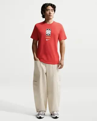 Korea Men's Nike Soccer T-Shirt Global Red [100% cotton, Machine wash, S-XXL]