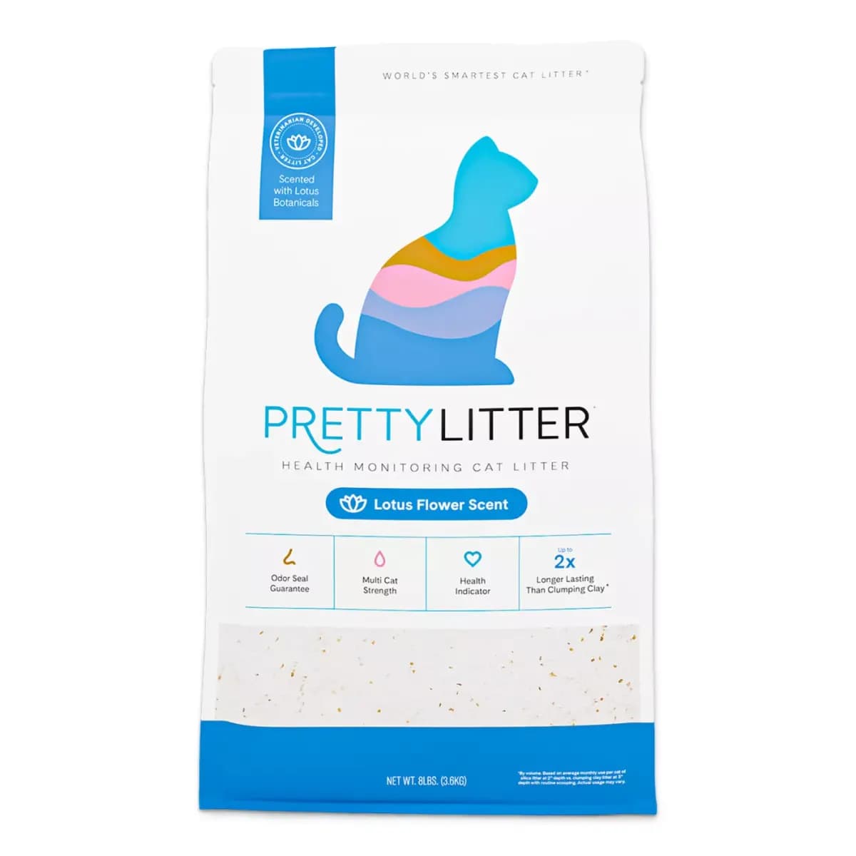 Pretty Litter Health Monitoring Multi-Cat Crystal Cat Litter - Lotus Blossom Scented, Lightweight [Species Cat, Brand PrettyLitter, Breed Size All, Life Stage All]